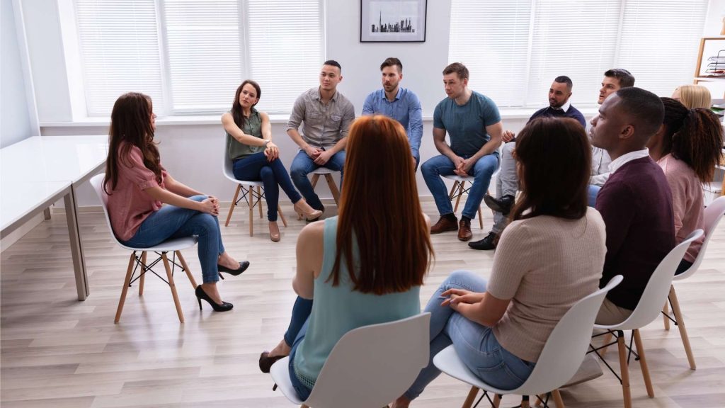 the medical detox process leads into management of psychological symptoms which is helped during group therapy