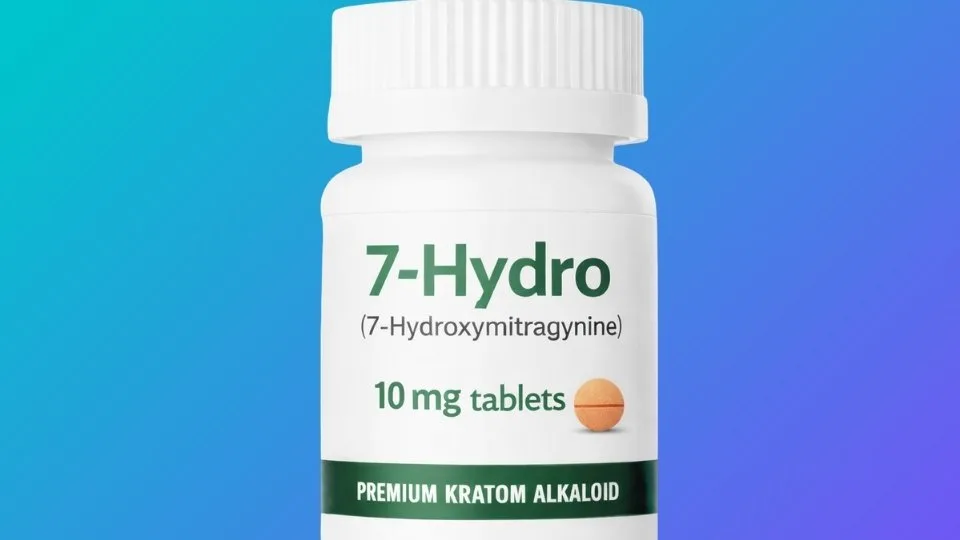 7 OH Tablets Effects, Risks, and What to Expect a pill bottle pictured that yo might find for 7-Hydro.